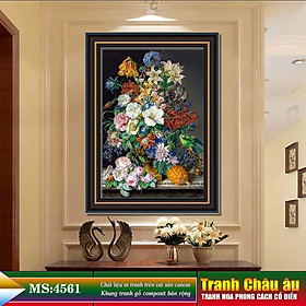 Tranh hoa treo tường phong cách cổ điển Châu âu. Tranh in trên chất liệu vải canvas cao cấp, khung gỗ composit. MS 4561