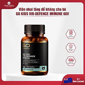 Viên nhai tăng sức đề kháng cho bé nhập khẩu chính hãng New Zealand GO KIDS VIR-DEFENCE IMMUNE (60 viên) hỗ trợ tăng cường sức khỏe, tăng sức đề kháng; giảm tình trạng mệt mỏi hay ốm vặt ở trẻ em
