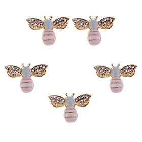 DIY Flatbacks Enamel Alloy Mini Bees Rhinestones Embellishments Crystal Metal Buttons Scrapbooking Decor Glue On Metal Accessories For Craft, Sewing Clothing Decorations, Phone Case Decor, Bags, 25x17mm, Pack of 5