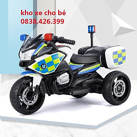 Xe máy điện đạp ga 3 bánh cảnh sát cho bé có nhạc đèn cho bé 2-5t