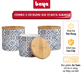 Mua Bộ 3 Hộp Sứ Đựng Thực Phẩm Có Nắp Họa Tiết Retro BAYA ALBERTA Chất Liệu Sứ Trắng Men Bóng Cao Cấp  Dễ Vệ Sinh 6000241