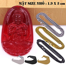 Mặt Phật Đại nhật như lai pha lê đỏ 1.9cm x 3cm (size nhỏ) kèm vòng cổ dây chuyền inox rắn vàng + móc inox vàng, Phật bản mệnh, mặt dây chuyền