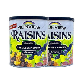 Combo 2 Hộp Nho Khô Mỹ Thập Cẩm Không Hạt Sunview Raisins Seedless Medley 425g