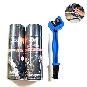 Combo Xịt Dưỡng sên Thunder Chain Lube 400ml, Vệ sinh sên MC-40 400ml tặng bàn chải chà sên 3D