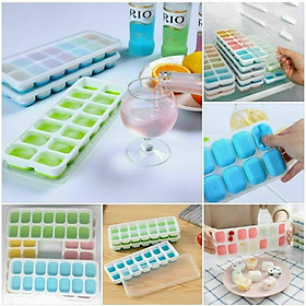 Mua Khay làm đá silicon 14 ô có nắp đậy sạch sẽ dễ dàng lấy đá