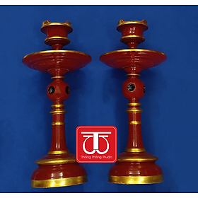 Mua ĐÔI CHÂN NẾN GỖ SƠN SON THẾP VÀNG CAO 42CM