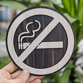 Tranh gỗ treo tường_Biển gỗ No Smoking- Cấm hút thuốc F02_CRN_01