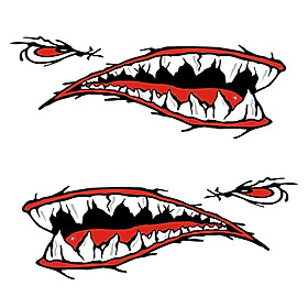 2 x Big Shark Teeth Mouth Vinyl Decal Stickers for Sit on Tope Kayak / Canoe