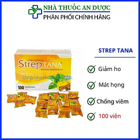 Hộp 100 viên ngậm ho thảo dược Streptana giảm ho , giảm ngứa cổ giảm viêm họng vị cam