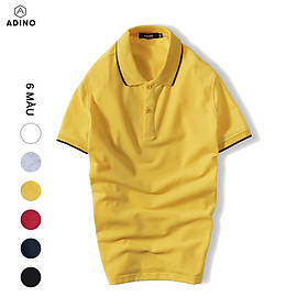 Áo polo nam ADINO màu vàng phối viền vải cotton co giãn dáng slimfit trẻ trung AP74