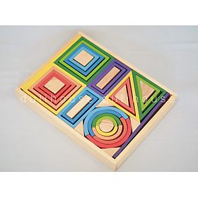 Đồ chơi gỗ cao cấp Bộ xếp hình cầu vồng giúp bé nhận biết các loại màu sắc