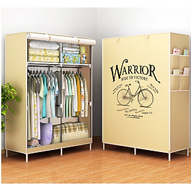 Mua Tủ vải đựng quần áo 2 buồng họa tiết 3D sang trọng khung inox chắc chắn