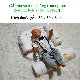 Gối chống trào ngược 15 độ babylux ( Mã BL02 - phiên bản cải tiến: kích thước lớn, có đủ chẹn chân & chẹn 2 bên)- dùng cho bé 0-36 tháng