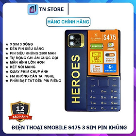 Mua Điện Thoại S-Mobile S475 - 3 Sim - Pin Khủng 2500 mAh - Loa Cực To - Lướt Mạng - Mới Full Box-Bảo Hành 06 Tháng