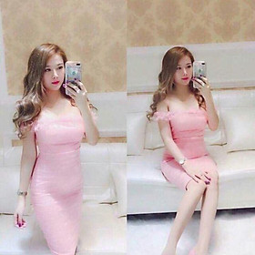 Đầm body bẹt vai lưới kute