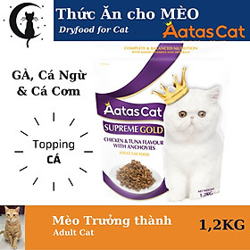 Aatas Cat [GOLD]  Vị Gà & Cá Ngừ mix Cá Cơm Sấy | Thức Ăn Hạt cho MÈO 1,2Kg