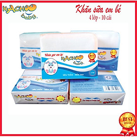 Khăn sữa KACHOOBABY 4 lớp 26x31cm, 10 cái cho bé thay đổi, dùng để lau mặt