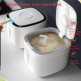 Mua Thùng Đựng Gạo Thông Minh chất liệu nhựa   màu trắng - Chống Ẩm  Chống Mối Mọt - Loại 10kg