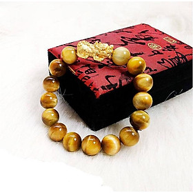 Vòng tay phong thủy đá mắt hổ nâu vàng MS256