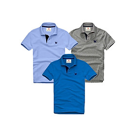 Combo 3 Áo thun nam cổ bẻ   Tặng 1 áo thun cổ tròn hàng hiệu  vải cá sấu - EZ338 - Xanh môn - Xám đậm - Xanh dương - L