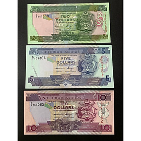 Tiền Solomon 2 5 10 Dollar quần đảo Solomon ở Thái Bình Dương - Mới 100% UNC, tiền xưa sưu tập