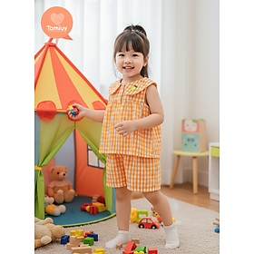Bộ Caro Bé Gái Tamiuy Phối Họa Tiết Vải Cotton Mềm Mại (10-38 kg)