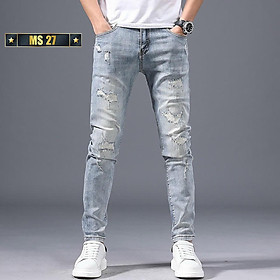 Quần jeans nam co dãn , quần bò nam kiểu trơn dáng vừa không bó sát thiết kế trẻ trung đơn điệu phá cách TD101