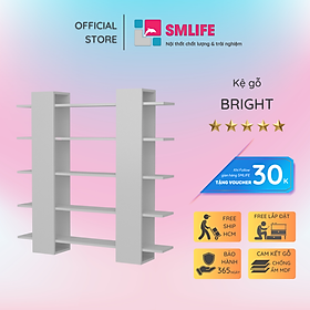 Giá sách trang trí bằng gỗ thiết kế đa năng SMLIFE Bright