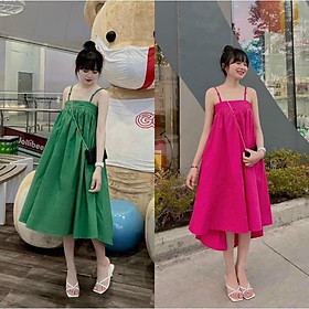 Váy Babydoll dáng xòe thô hai dây form dài vạt bầu cực xinh nhiều màu