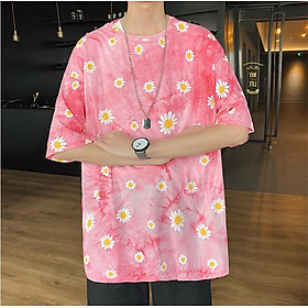 Áo thun unisex loang màu hình hoa cúc Mã: NT2491 - HỒNG