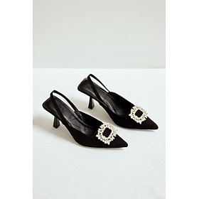 OLV - Giày Rhinestone Decor Slingback Heels