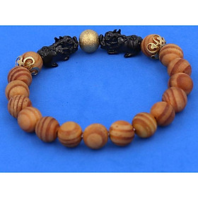 Vòng tay chuỗi hạt Gỗ Huyết Rồng 8 ly - Vòng tay Tỳ Hưu Đôi inox đen VGHRTHHEV8