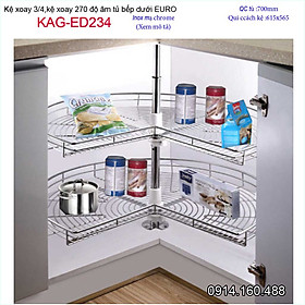 Mua Kệ xoay tròn góc KAG-ED234  mâm xoay inox nam tròn 3.4  kệ góc xoay inox tủ bếp dưới tròn khoét góc