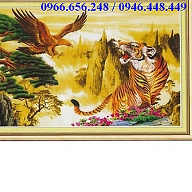 Mua tranh thêu chữ thập con hổ và con đại bàng  song hùng tương ngộ a1087