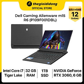 Mua Laptop Dell Alienware m15 R6 i7 11800H/32GB/1TB SSD/6GB RTX3060/15.6 F/165Hz/OfficeHS/Win11/(P109F001DBL)/Đen - Hàng chính hãng