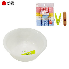 Combo chậu nhựa tròn 2.9L + set 20 kẹp phơi quần áo - made in Japan