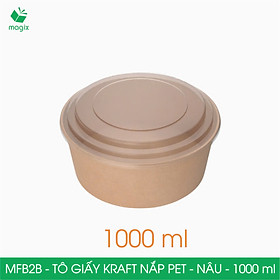 MFB2B - 1000ml - 100 Tô giấy Kraft nâu nắp PET - Bát giấy đựng thực phẩm