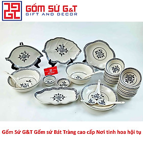 Bộ đồ ăn 10 người vẽ hoa móc set 1 Gốm Sứ G&T