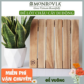 Đế lót chậu cây có bánh xe MONROVIA, đế để chậu cây, kệ chậu cây do động, có bánh xe, mặt tròn hoặc vuông bằng gỗ tràm cao cấp loại 1, trên 10 năm tuổi, màu vàng đường kinh 30 cm, tải trọng 80kg, chính hãng thương hiệu MONROVIA