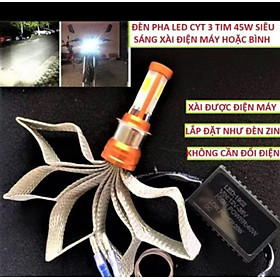 BÓNG ĐÈN PHA LED 3 TIM TẢN NHIỆT ĐUÔI CÔNG LẮP XE MÁY ÔTÔ CỰC SÁNG 