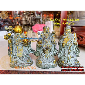 Mua Bộ Tam Đa Phúc Lộc Thọ Bằng Đồng Nguyên Chất Màu Xanh Giả Cổ Kích Thước 10x8x23cm  Nặng 4 6kg - Đồ Thờ Hiên Lượng