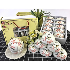 Mua Bát cơm Bát Tràng x 10 cái - Chén sứ sương cao cấp đẹp sang trọng được khử chì nhiều lần