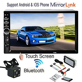 7018B 3rd 7 inch HD 2 DIN Xe hơi Bluetooth MP5 Player Hỗ trợ kết nối điện thoại di động （Android & IOS MirrorLink）