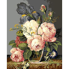 Mua Tranh tô màu theo số Tranh sơn dầu số hoá hình bình hoa size 30*40 kèm khung - 4