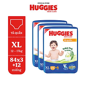 [TẶNG THÊM MIẾNG CHO SIZE L/XL/XXL] Combo 3 gói Tã quần Huggies Skincare Mega Jumbo M106/L96/XL84/XXL76