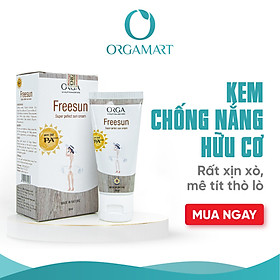 Kem chống nắng trắng da ORGA – FREESUN 30ML- Chăm sóc da, chống nắng, giúp bảo vệ da tránh tác hại từ ánh nắng mặt trời, tia tử ngoại; góp phần ngăn ngừa nhăn, nám da, cho làn da trông tươi sáng hơn.