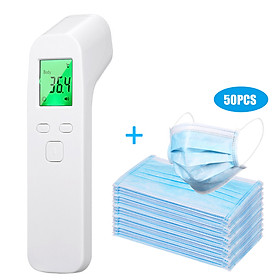 Nhiệt Kế Đo Nhiệt Độ Cơ Thể Người Hoặc Vật Thể Sử Dụng Cảm Biến Hồng Ngoại IR Không Tiếp Xúc + 50 Khẩu Trang Dùng Một Lần