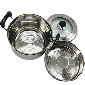 Nồi hấp đa năng inox 2 đáy 22cm Hoàng Gia cao cấp dùng trên mọi loại bếp