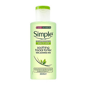 Nước Hoa Hồng Không Cồn Dành Cho Da Nhạy Cảm Simple Kind To Skin Soothing Facial Toner 200ml [ Được Mask 3W Clinic ]