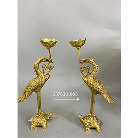 Mua Cặp Hạc cánh đứng Rùa 26cm - Tượng thờ Đồng Vĩnh Tiến Chất Lượng Cao